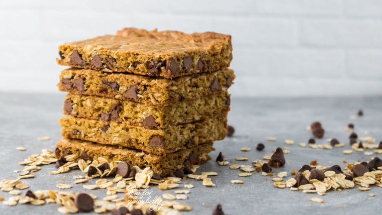 oatmeal chocolate chip bars stacked