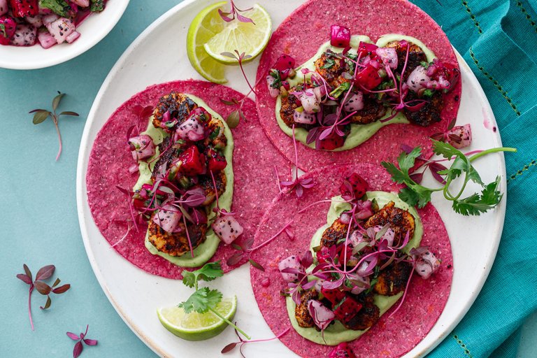 Blackened Shrimp Tacos with Dragonfruit Salsa