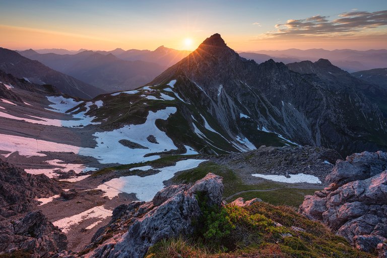 Sunset over the Schüsser Mountain