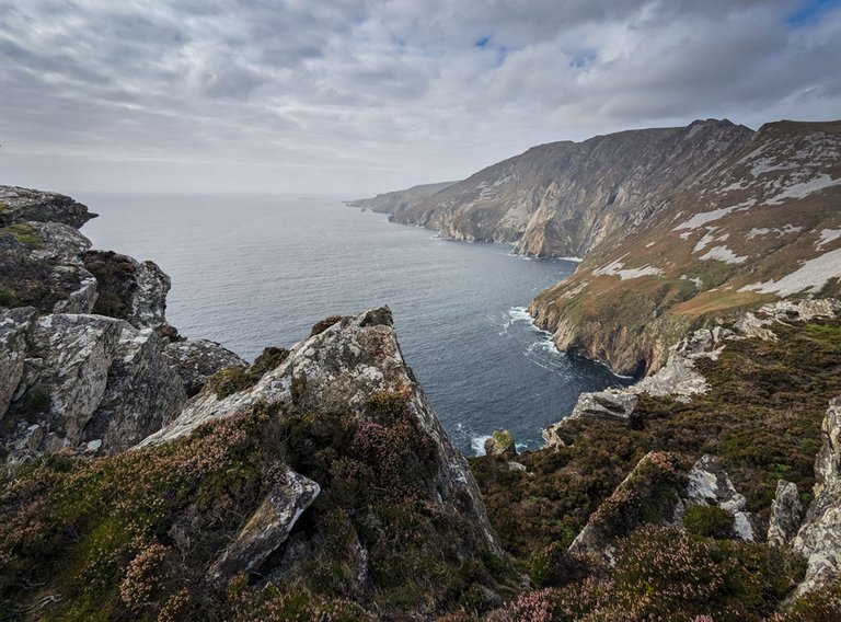 The Slieve League Mountains under a cloudy sky