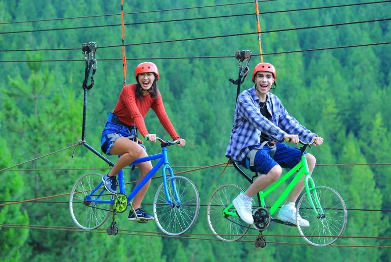 Zip Bike di Tempat Wisata di Lembang The Lodge Maribaya. Sumber website The Lodge Maribaya