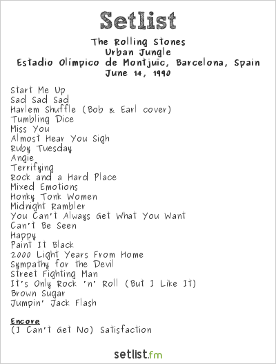 The Rolling Stones Setlist Estadio Olímpico de Montjuïc, Barcelona, Spain 1990, Urban Jungle