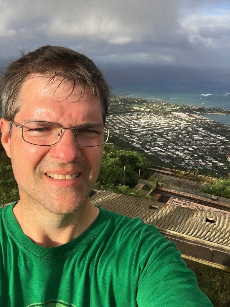 selfie with Hawaii Kai in background