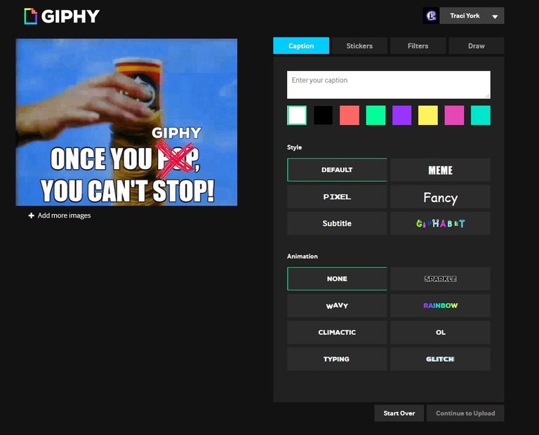 giphy create gif screenshot