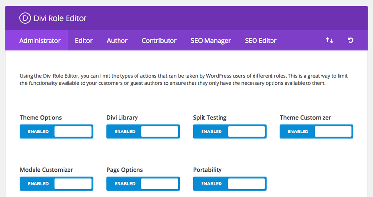 Divi Role Editor for Administrators