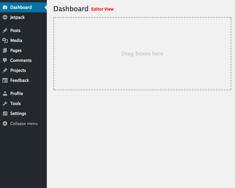 WordPress default Dashboard for Editors