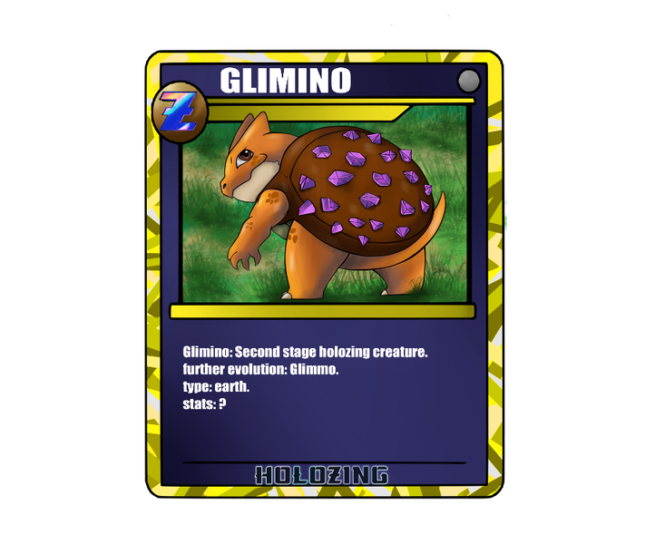 This is my version of @holozing trading cards (creature created by me: Glimino) pre-evolution of gemino