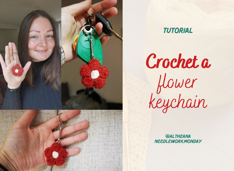 Tutorial: Crochet flower keychain // Tutoriel : porte-clé fleur au crochet [EN/FR]