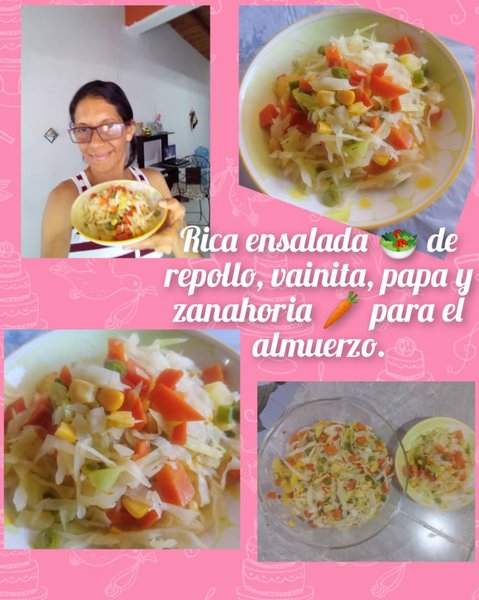 (Esp/Eng) Rica ensalada colorida de repollo, vainita, papa y zanahoria con maíz ideal para el almuerzo o cena// Rich colorful salad of cabbage, green beans, potatoes and carrots with corn, ideal for lunch or dinner. 