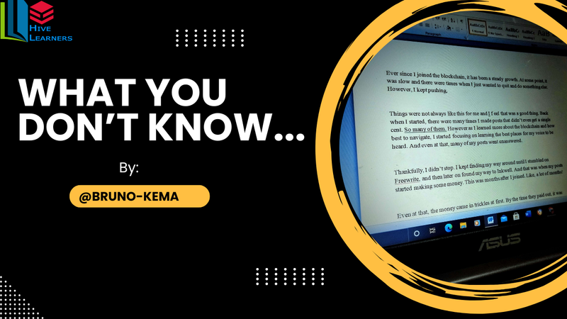 What You Don't Know...