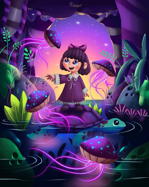 The night of the floating mushrooms | Children's book illustrations