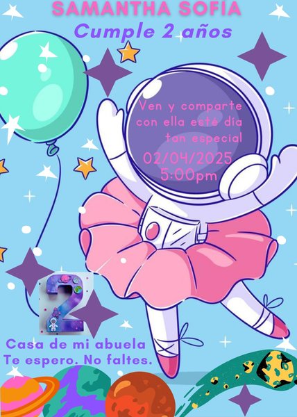🎂🎠🎉🎊👏🙌🥳🎪Tarjeta de  invitación para el cumpleaños de mi hija Samantha Sofía./🎂🎠🎉🎊👏🙌🥳🎪Invitation card for my daughter Samantha Sofía's birthday.