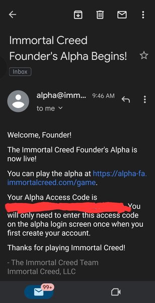 Alpha test launch of immortal creed