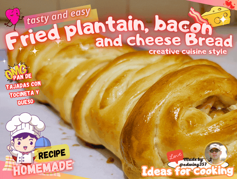Fried plantain, bacon and cheese Bread  / Pan de tajadas con tocineta y queso