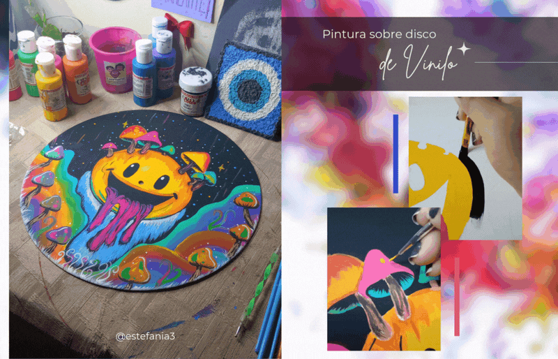 Pintura sobre disco de Vinilo || Painting on vinyl record ♥