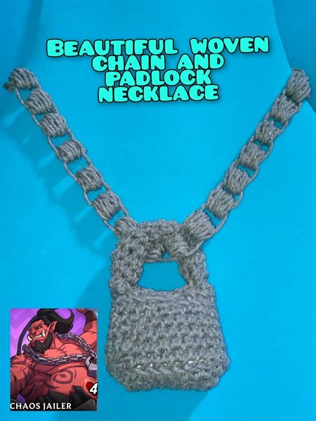 (Esp/Eng) Cómo hacer un collar tejido con forma de cadena y candado,inspirado en chaos jailer de splinterlands /How to make a woven necklace in the shape of a chain and padlock, inspired by chaos jailer from splinterlands