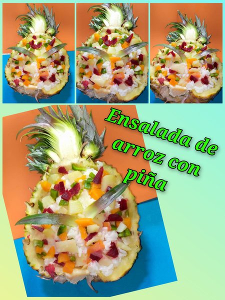(Esp/Eng) Colorida ensalada🥗 de arroz con piña 🍍 /Colorful 🥗 rice salad with pineapple 🍍