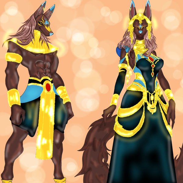 Male and female humanoid versions of Xolobis. Digital Art. Fanart.