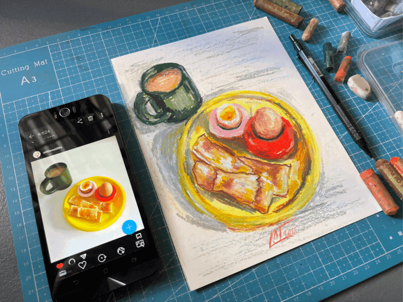 Still Here Still Life 122 Oil Pastel 