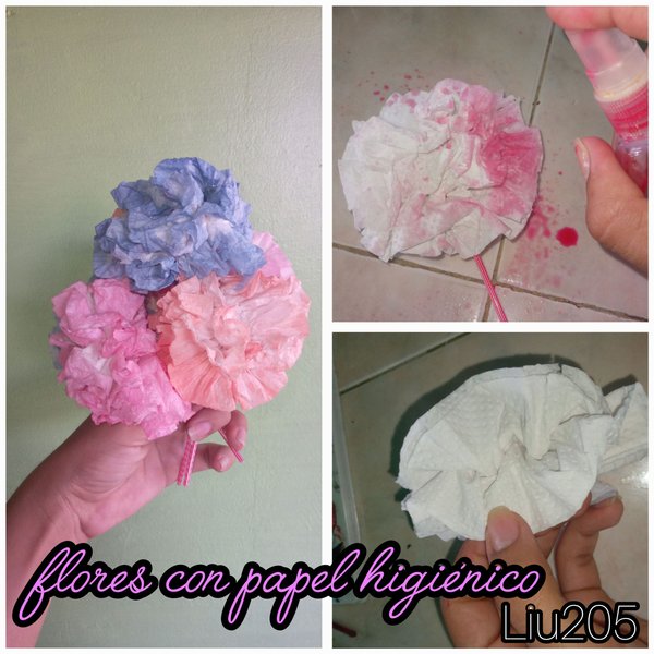 Spn/Eng  / flores con papel higiénico / flowers with toilet paper
