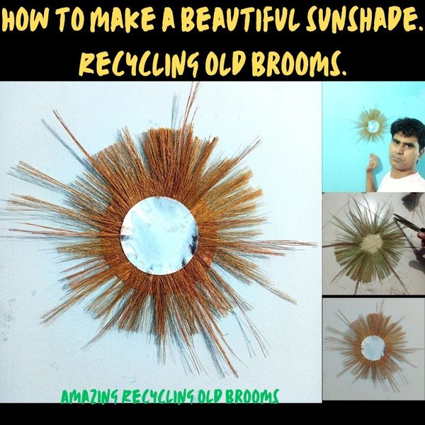 How to make a beautiful sunshade. Recycling old brooms.