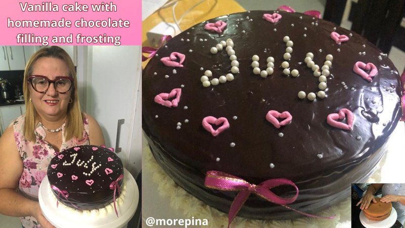 Vanilla cake topped and filled with homemade chocolate [ENG/ESP]