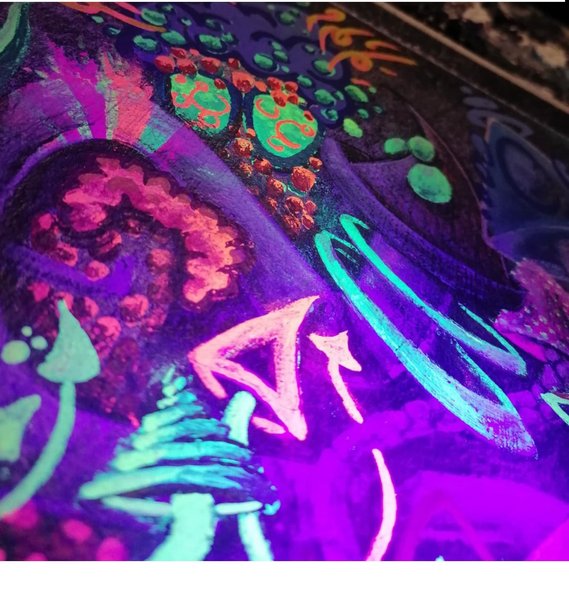 VERY COOL UV ACTIVE CANVAS COLLABORATION WITH ROLFI <3 AND A GREEEAT BIG MURAL I JUST PAINTED!!! by edga - edgasworld 