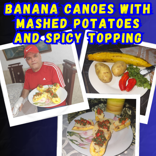 Banana Canoes with Mashed Potatoes and Spicy Topping [Eng / Esp]