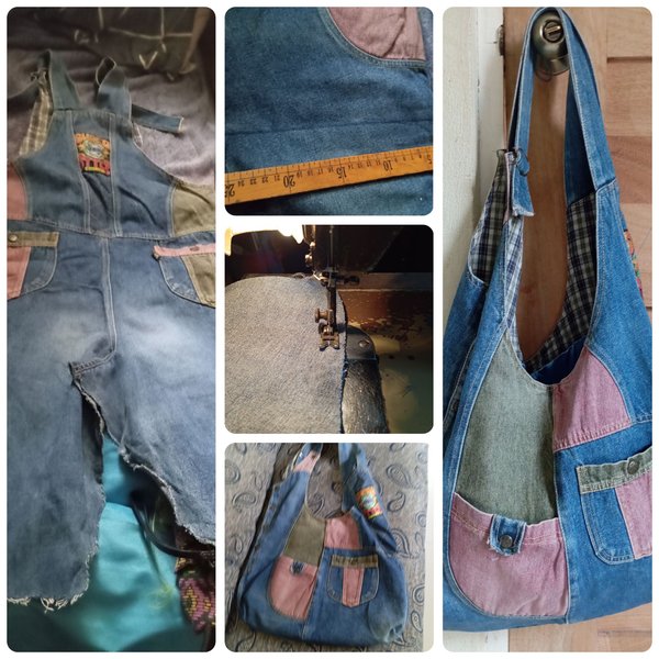#151 Challenge: Creative Repurposing: "Turning an Old Denim overall Into a Trendy Tote/Sling Bag"