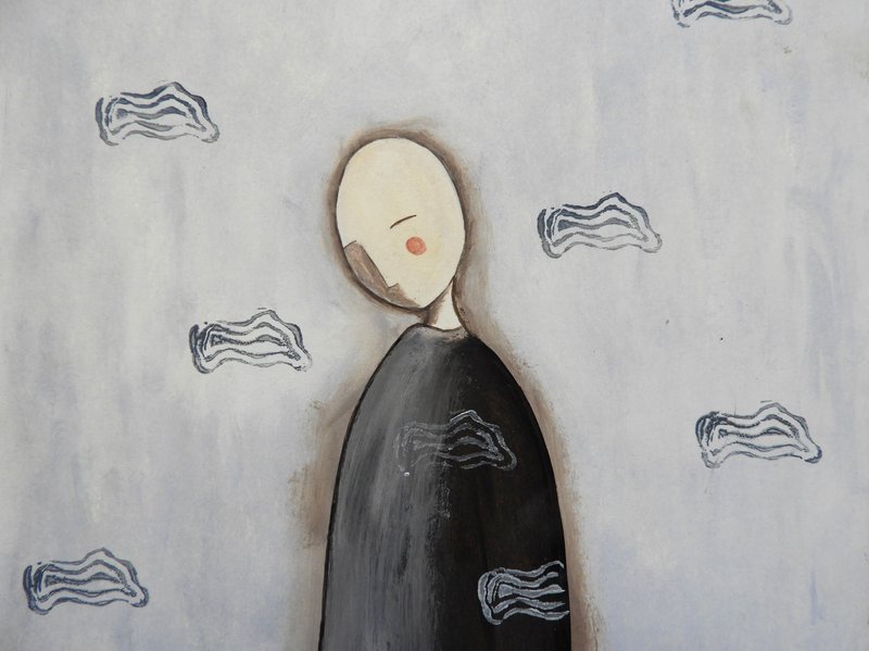 Between the clouds (oil on paper)
