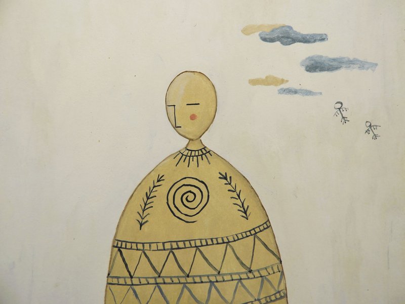 Thinking about an ancient terracotta idol (oil on paper)