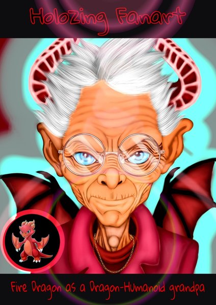 #54 Holozing Fanart: Fire Dragon as ancient Dragon-Humanoid - Grandpa Fuego (ENG/ DE)