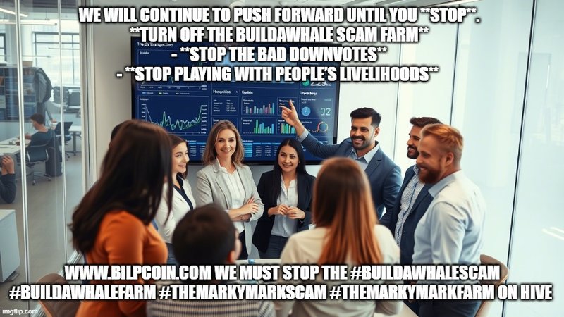 We will continue to push forward until you STOP.    TURN OFF THE BUILDAWHALE SCAM FARM   - STOP THE BAD DOWNVOTES   - STOP PLAYING WITH PEOPLE’S LIVELIHOODS
