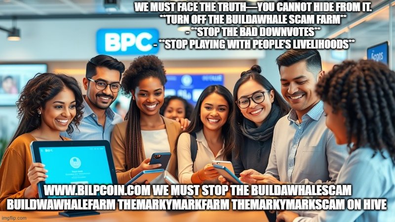 We must face the truth—you cannot hide from it.    TURN OFF THE BUILDAWHALE SCAM FARM   - STOP THE BAD DOWNVOTES   - STOP PLAYING WITH PEOPLE’S LIVELIHOODS