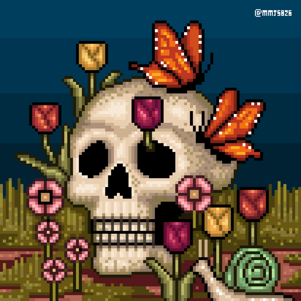 Spring Skull 🌷💀 Calavera en primavera | Pixel NFT