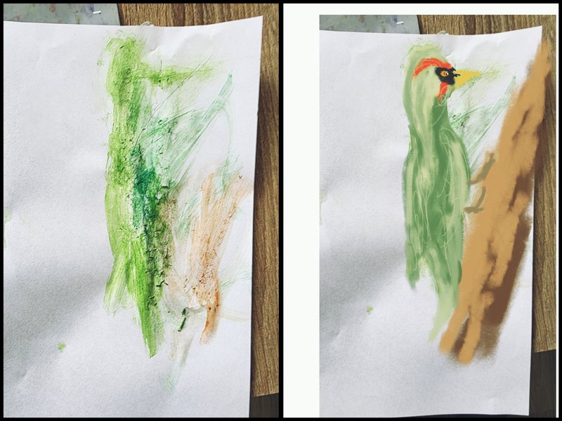 [PL /ENG] Mój syn namalował mi dzięcioła / My son painted me a woodpecker
