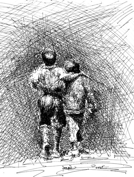 Brothers in The Hood II - (Scribble Drawing).