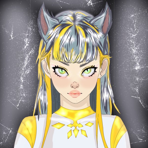 Miu merged with the Healer of Light. Digital art. Fanart. Holozing.