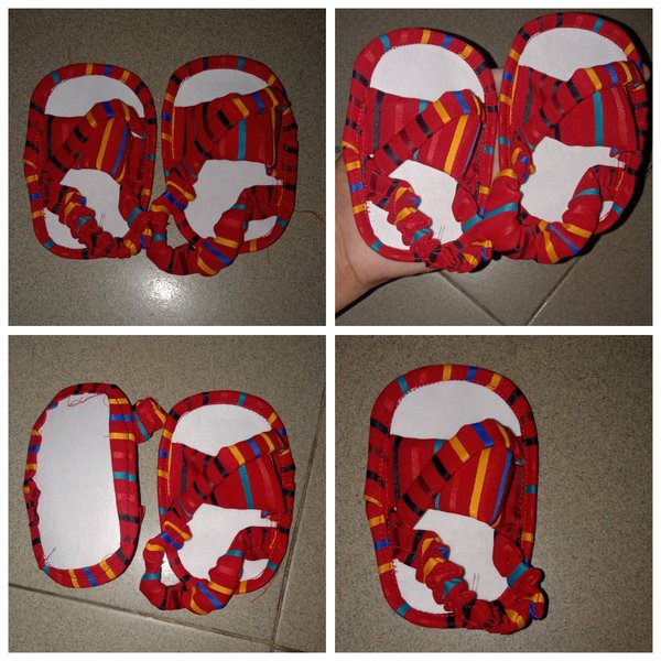 Cute little shoes for new born baby using cloth 