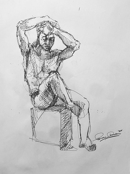 SILENCE BETWEEN THOUGHTS - CHARCOAL AND PEN DRAWING