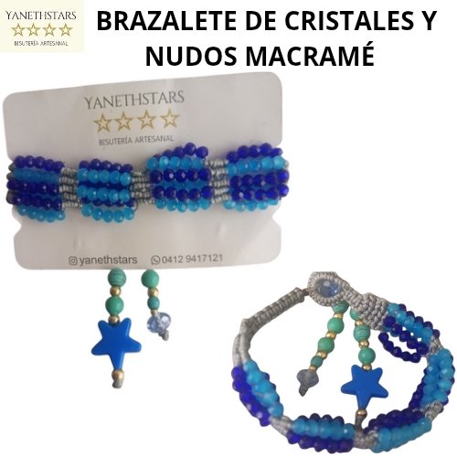 [ESP/ENG ] LINDO BRAZALETE  DE CRISTALES Y NUDOS MACRAMÉ. CLEAR CRYSTAL AND MACRAMÉ KNOTS BRACELET. 