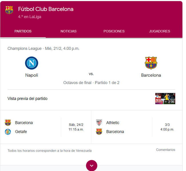 Barcelona vs Napoli