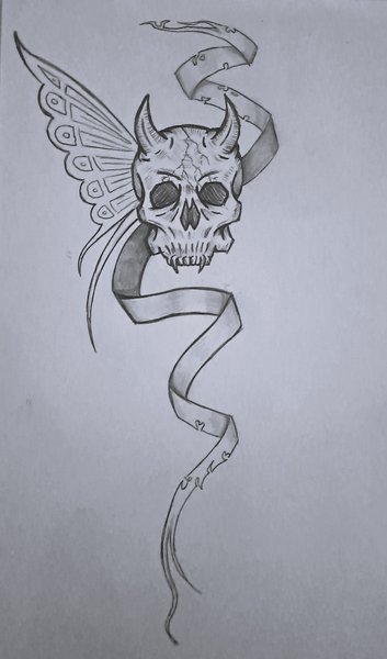Sketchbook 054 - Horned Skull Tutorial  in Ink (Step By Step)