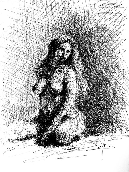 Illuminated Beauty - (Scribble Drawing).