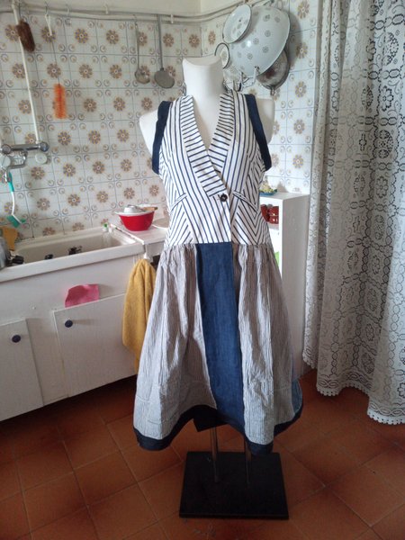 Summer Dress from old jeans and a waistcoat...