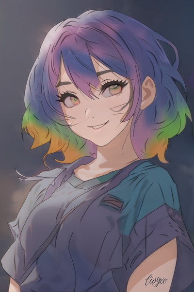 Drawing of Miu Girl with Radiant HoloMax theme