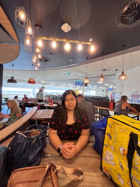Eating Fish and Chips at Perth International Airport