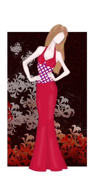 Fashion Illustration 023 - Red & Purple Evening Dress with Crisscross Detail (Process & Video)