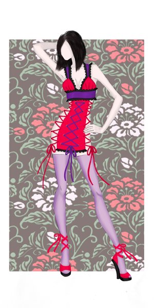Fashion Illustration 022 - Edgy & Playful Red and Purple Mini Dress