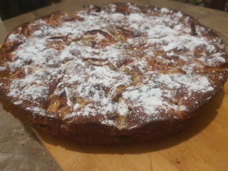 Pie with apples and plums